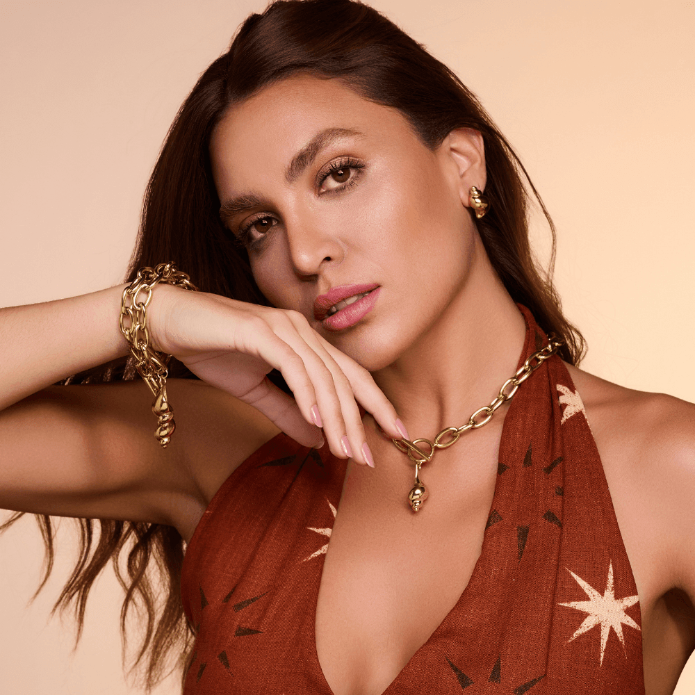 Solar Gold Chain Necklace with Organic Shell Pendant - Luiza Jewelry