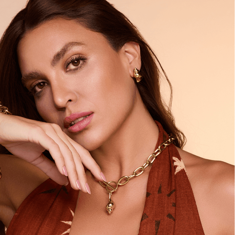 Solar Gold Chain Necklace with Organic Shell Pendant - Luiza Jewelry
