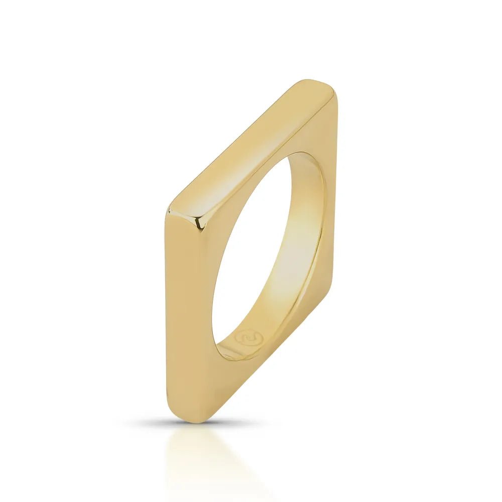 Kiara Flow Square Gold Ring - Luiza Jewelry