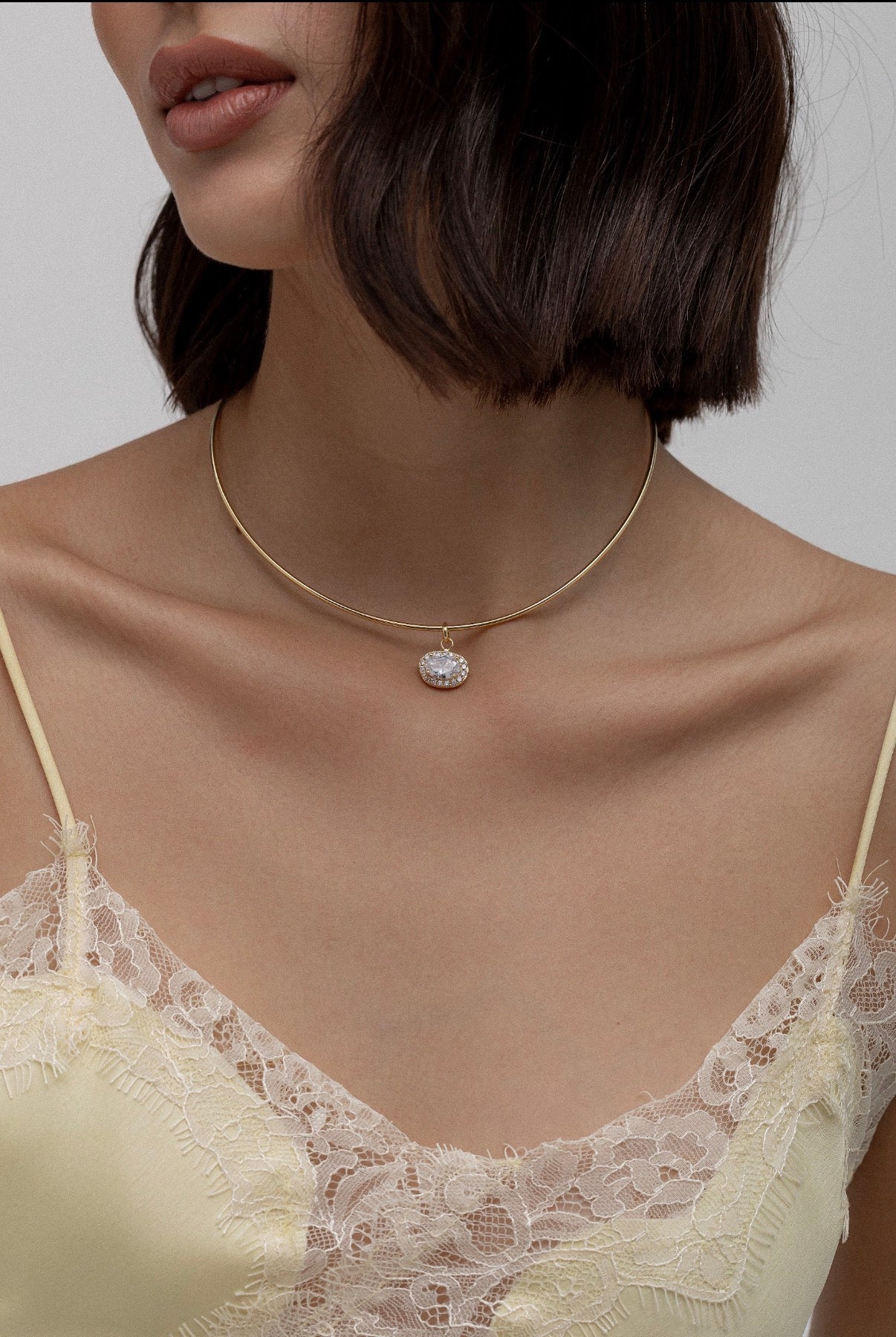 Analisa Choker Necklace with Zircon Pendant - Luiza Jewelry
