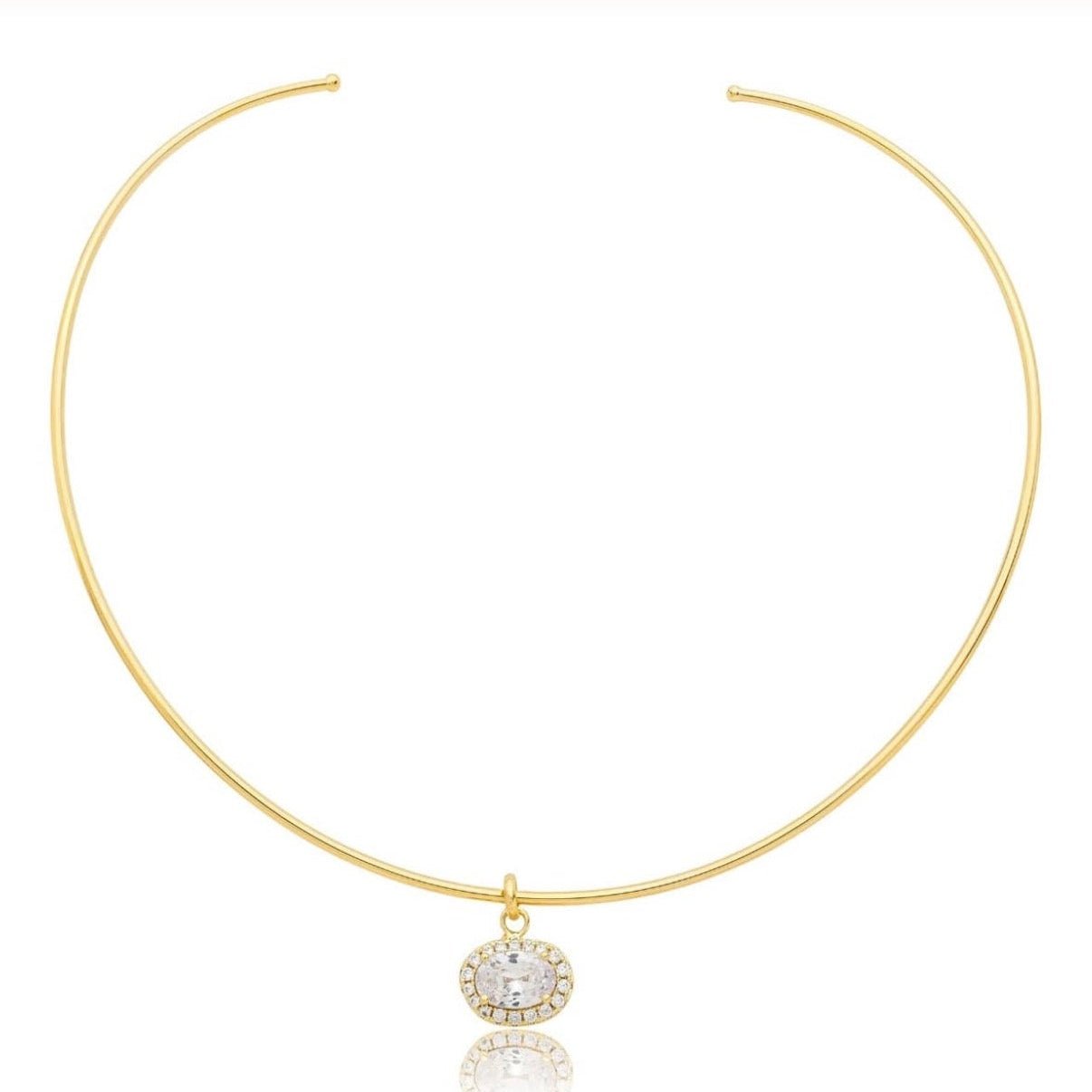 Analisa Choker Necklace with Zircon Pendant - Luiza Jewelry