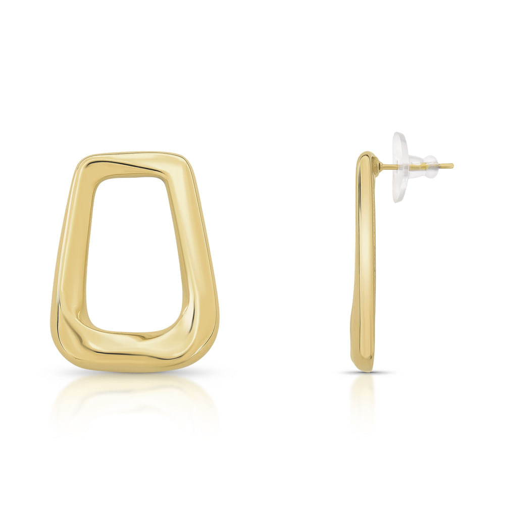 Gold geometric open earring in polished stainless steel