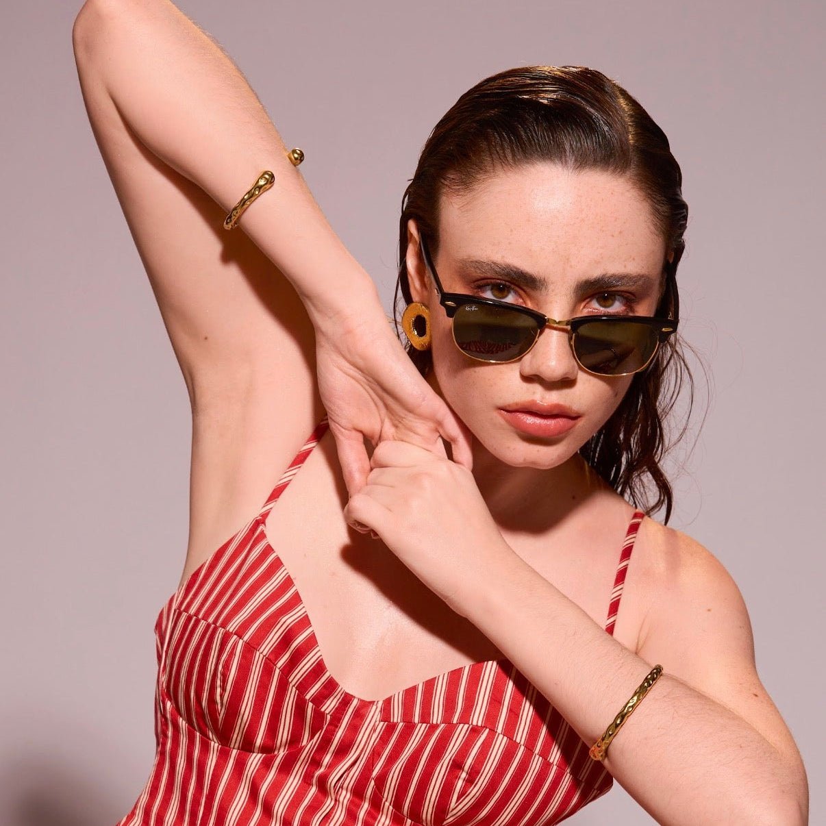 Raw Sculptural Gold Textured Cuff Bracelet - Luiza Jewelry