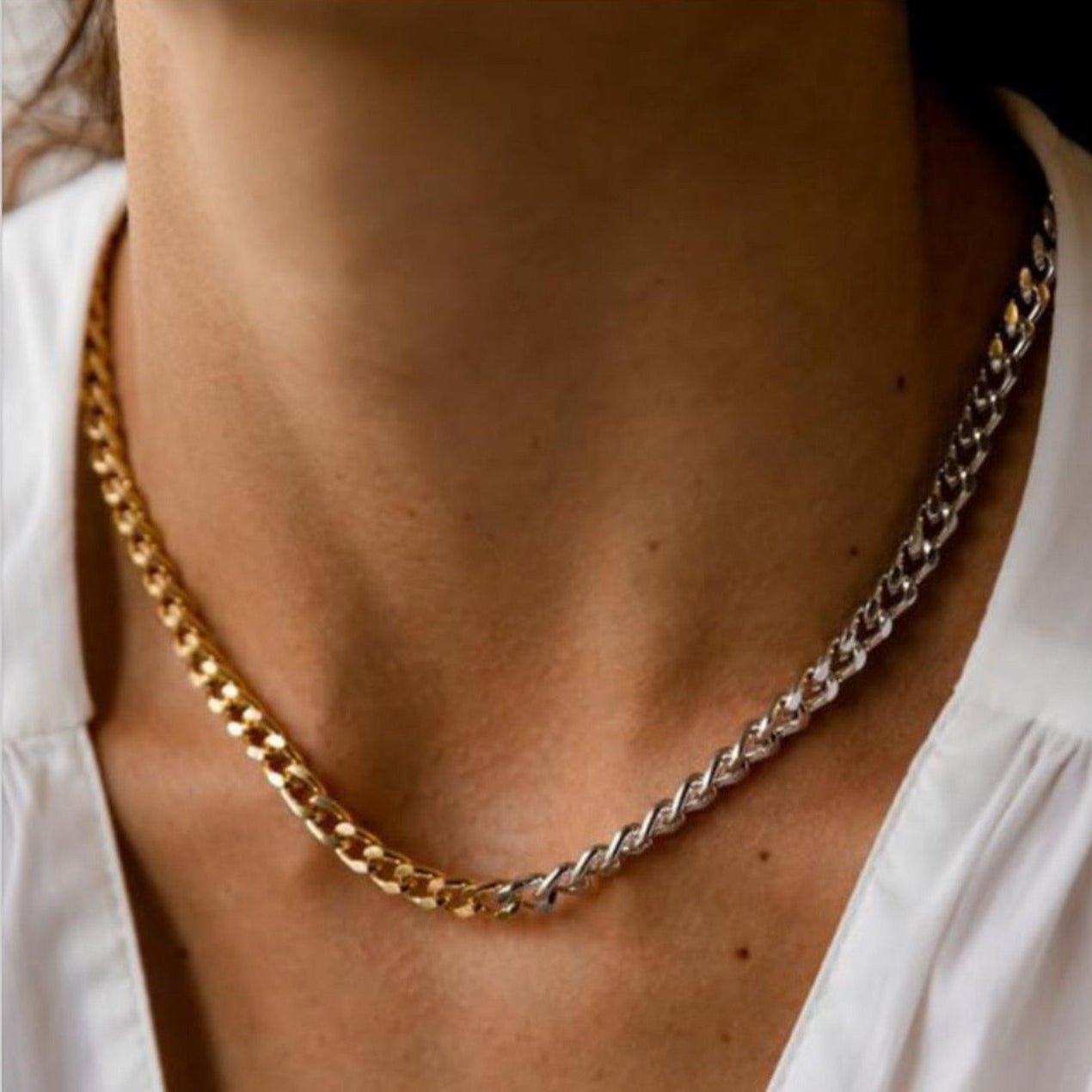 Pauline Duo Metal Curb Chain - Luiza Jewelry