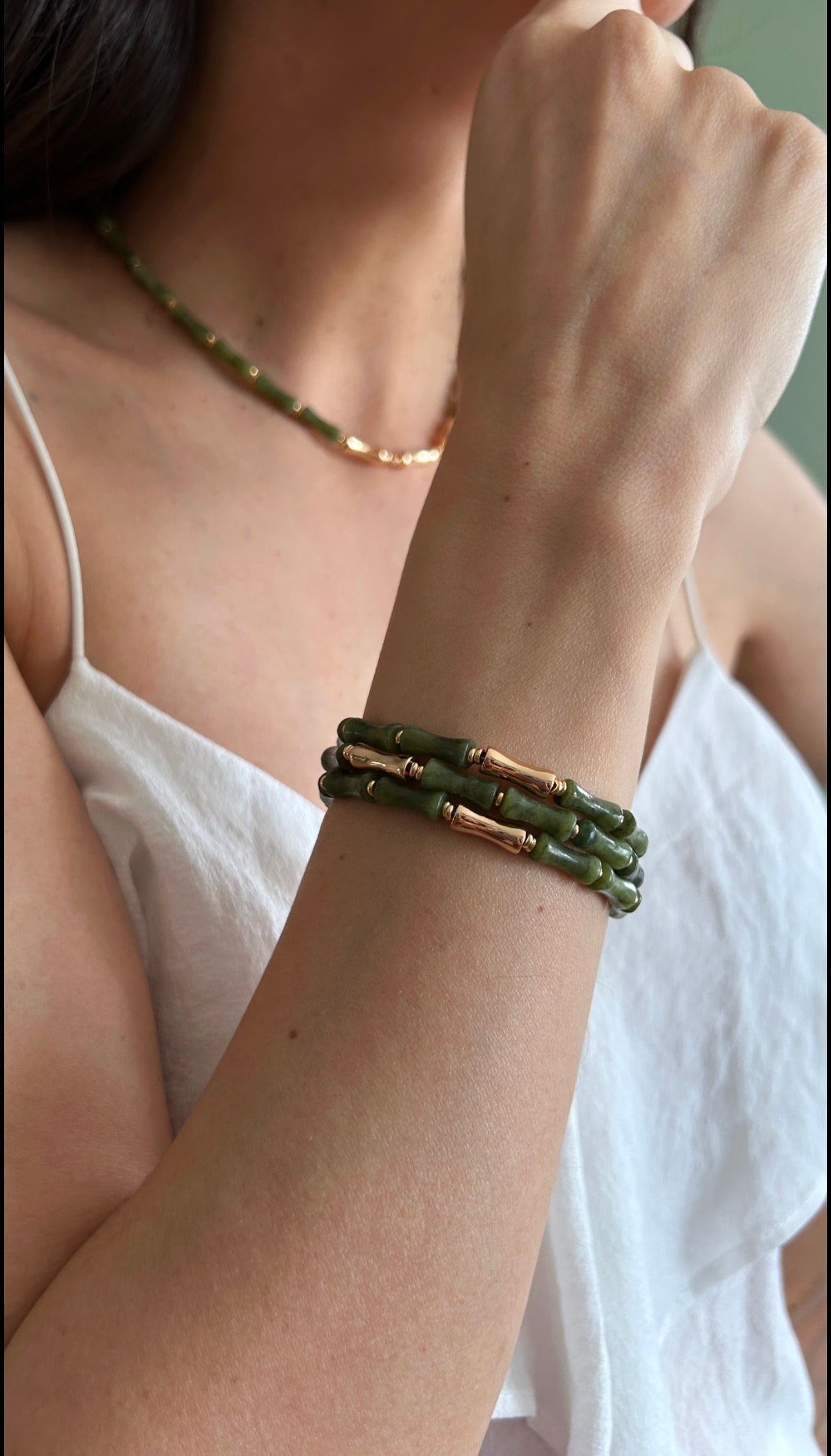 Kassandra Green Jade Bracelet - Luiza Jewelry