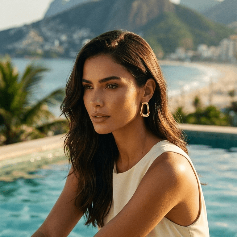 Nellie Gold Geometric Earrings - Luiza Jewelry