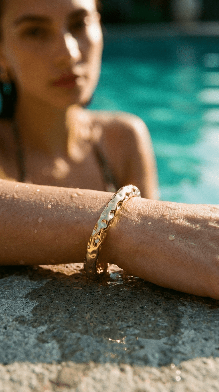 Raw Sculptural Gold Textured Cuff Bracelet - Luiza Jewelry