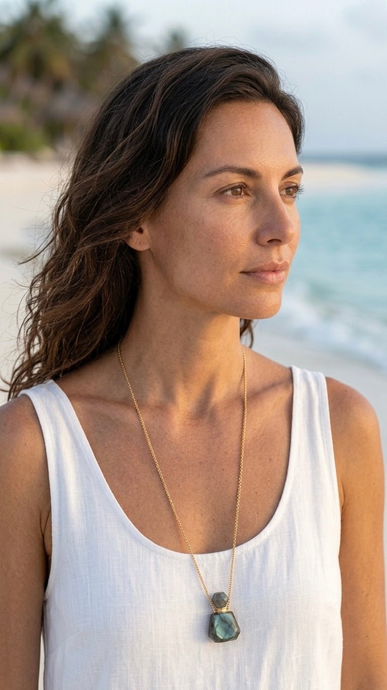 Effect Perfume Necklace – Labradorite Stone - Luiza Jewelry