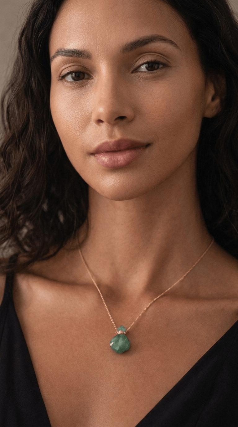 Breeze Perfume Necklace – Gold Green Quartz - Luiza Jewelry
