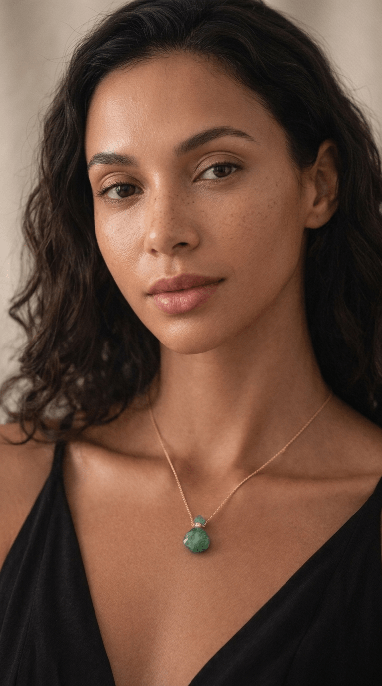 Breeze Perfume Necklace – Gold Green Quartz - Luiza Jewelry