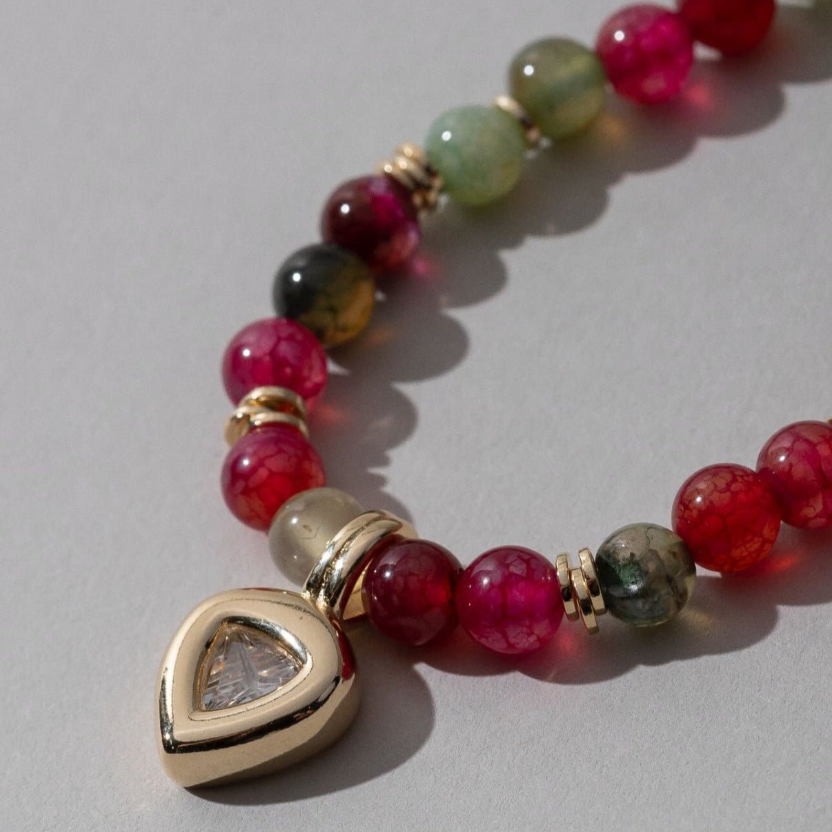 Scarlet - Natural Gemstone Necklace with Zircon Pendant - Luiza Jewelry
