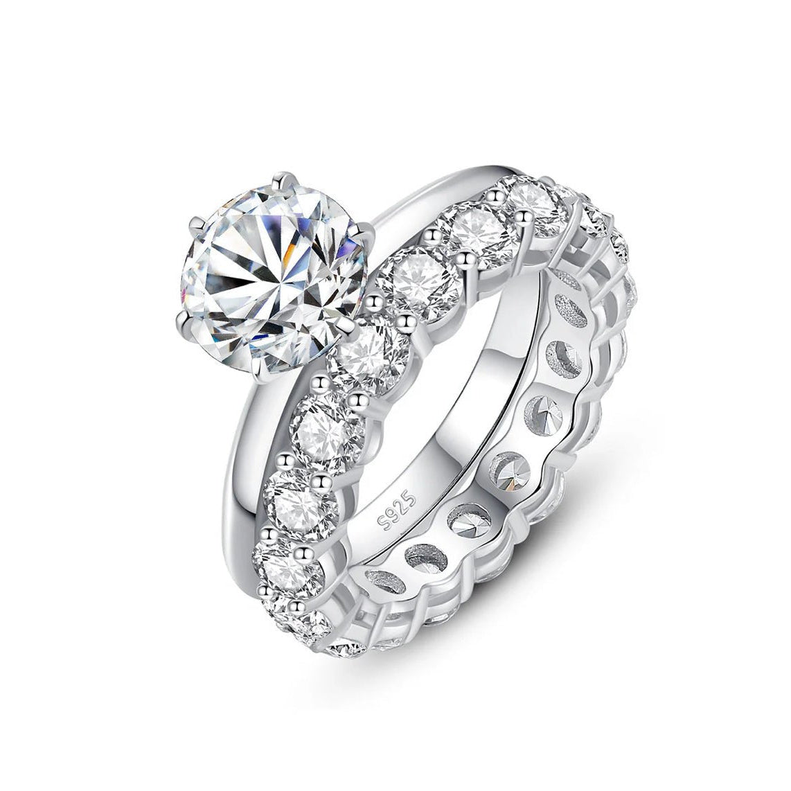 Monica ring set in sterling silver with moissanite stones elegant and timeless