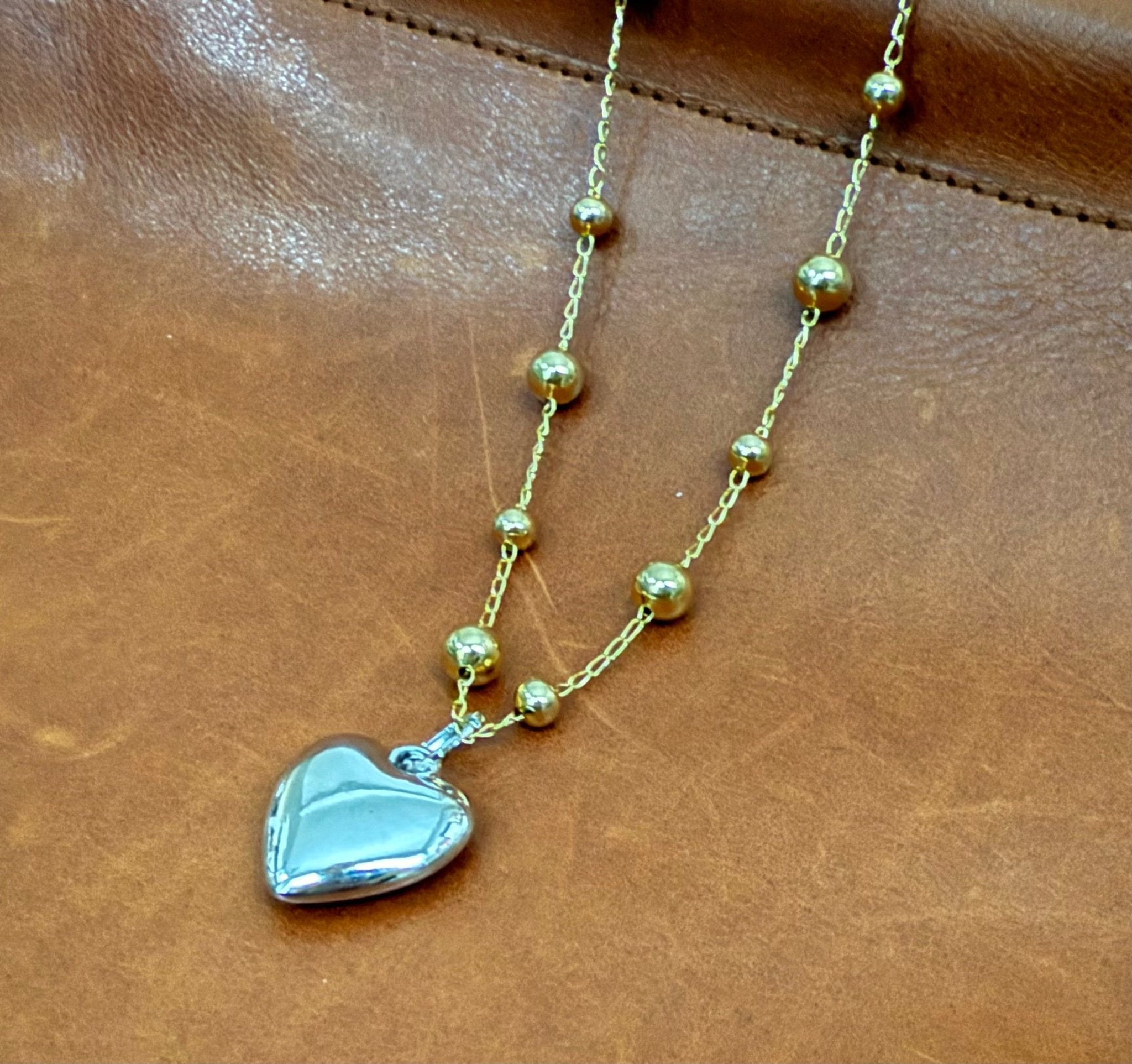 Maya Bead Chain with a Heart Pendant - Luiza Jewelry