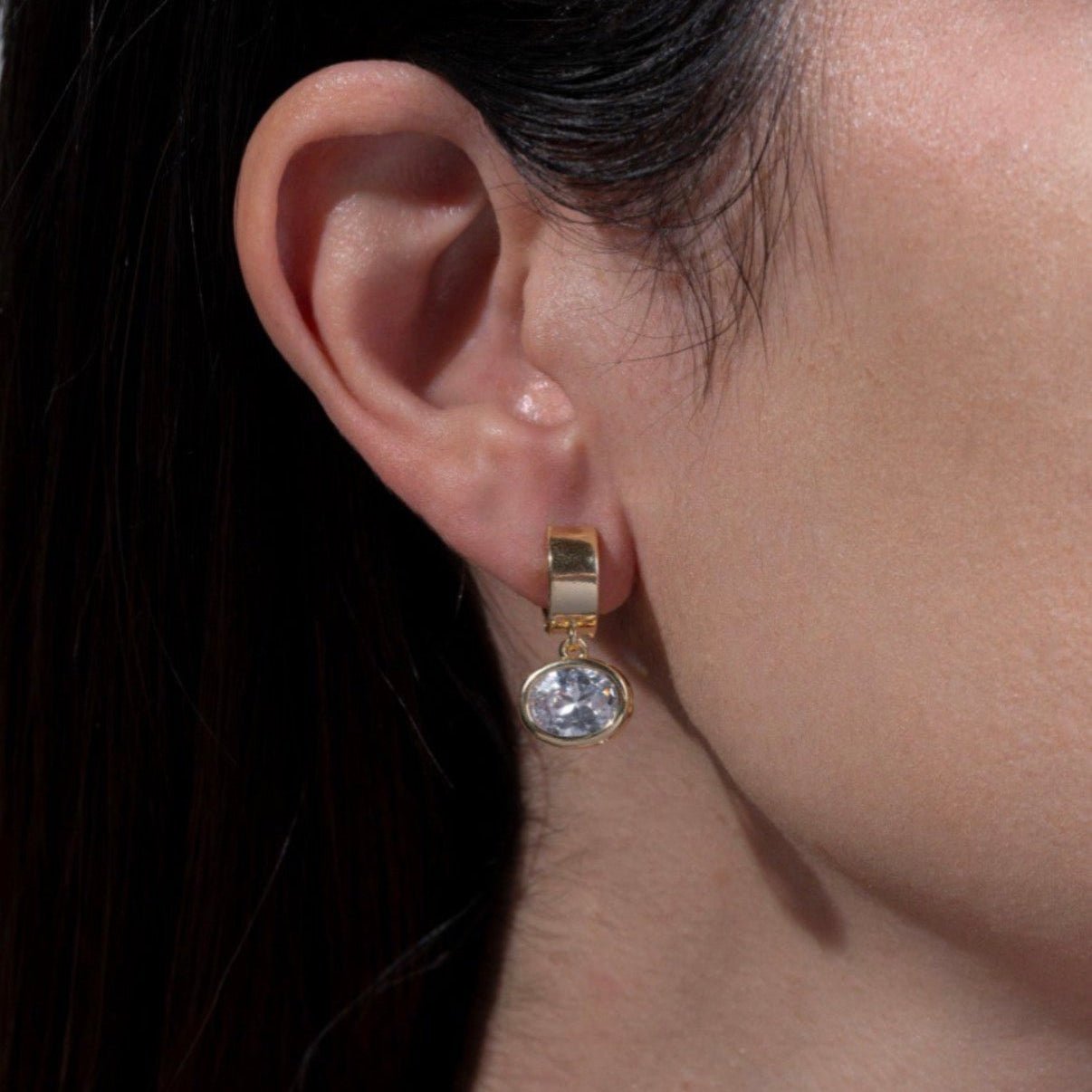 Linda Drop Hoop Earrings - Luiza Jewelry