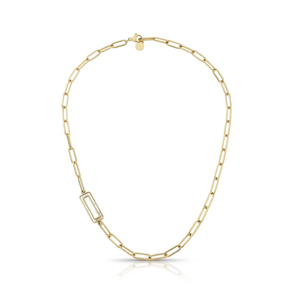 Katrina Rect Gold Statement Chain Necklace - Luiza Jewelry